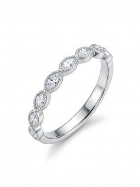 Stackable Marquise Half Eternity Ring, 925 Sterling Silver Bohemian